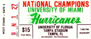 1984 Miami Hurricanes Football Ticket Art
